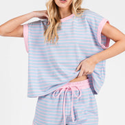 STRIPED TERRY TOP ONLY (Shorts Sold Separately)