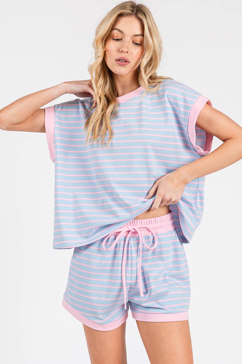 STRIPED TERRY TOP ONLY (Shorts Sold Separately)