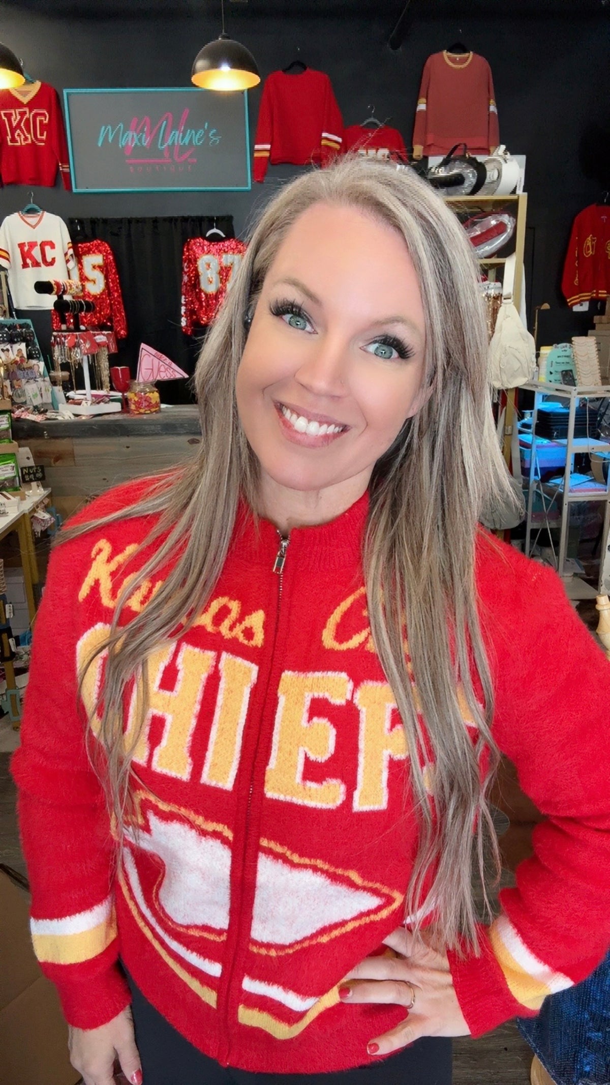 Chiefs Fuzzy Zip-Up Sweater