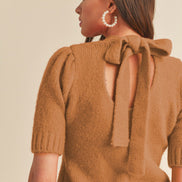 Short Sleeve Sweater with Mock Neck