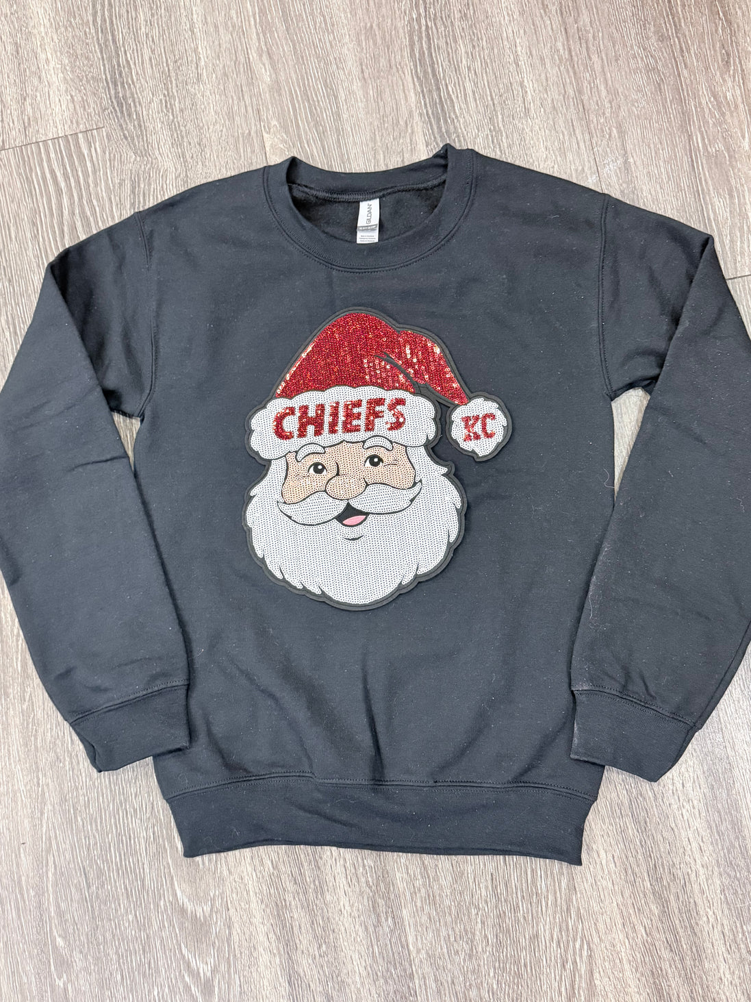 Sequin Holiday Santa Chiefs Sweatshirt
