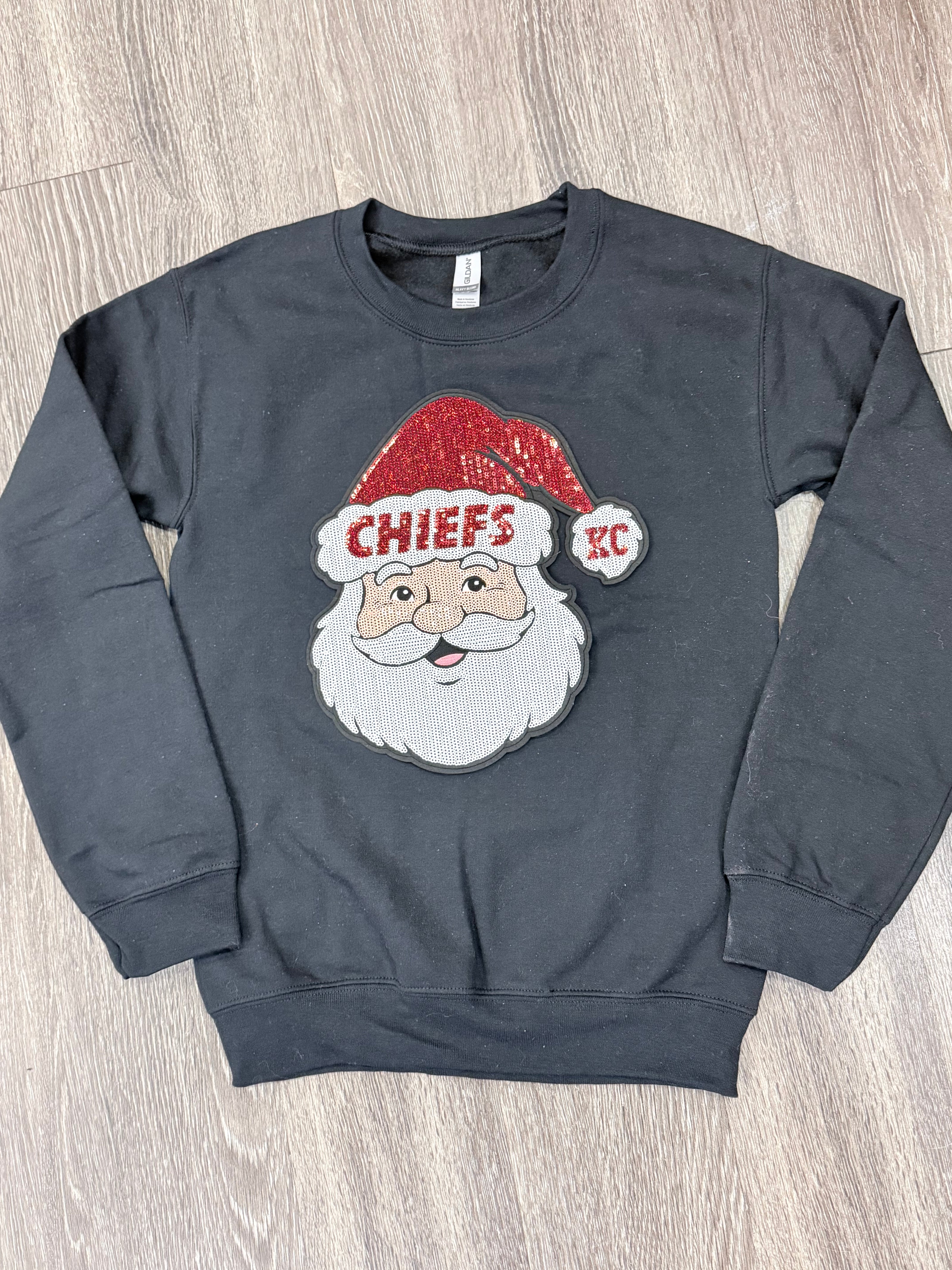 Sequin Holiday Santa Chiefs Sweatshirt