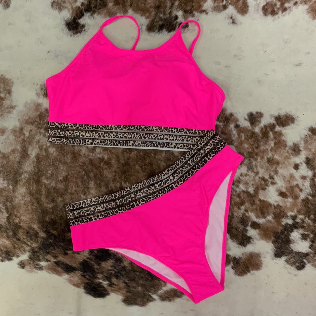 Cheetah Band Hot Pink Swimsuit