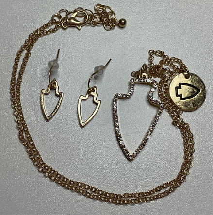 KC Glitter Arrowhead Necklace with Arrowhead Earrings