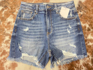 RISEN High Rise Medium Denim Jean Shorts
