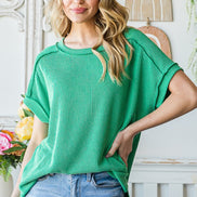 Ribbed Drop Shoulder Top