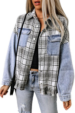 Load image into Gallery viewer, Plaid Patchwork Denim Jacket
