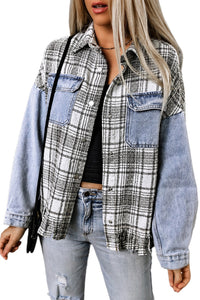 Plaid Patchwork Denim Jacket