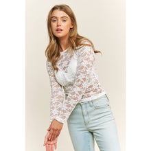 Load image into Gallery viewer, CHIC FLORAL LACE ROUND NECK DESIGN LONG SLEEVE FITTED TOP
