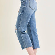JUDY BLUE High Waisted w/ Destroy Crop Wide Leg