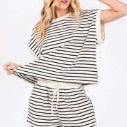 STRIPED TERRY TOP ONLY (Shorts Sold Separately)
