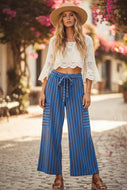 Striped Knit Wide Leg Pants