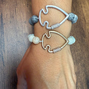 Bling Arrowhead Chunky Stone Stretch Bracelet: Map Jasper