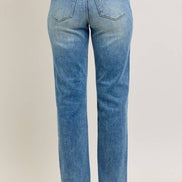 JUDY BLUE High Waisted Vintage Wash Front Seam & Slit Straight