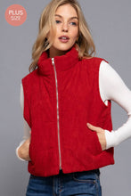 Load image into Gallery viewer, Zip Up Corduroy Puffer Vest w/Sherpa Lining
