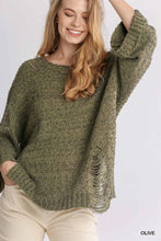 Load image into Gallery viewer, Olive Distressed Sweater
