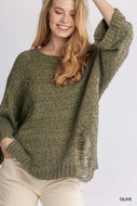 Olive Distressed Sweater