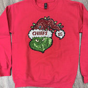 Sequin Holiday Grinch Chiefs Sweatshirt