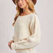 WIDE NECK OVERSIZED PULLOVER KNIT SWEATER