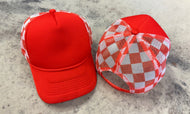 Checkered Trucker Hat (red)