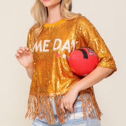 Game Day Sequin Fringe Top