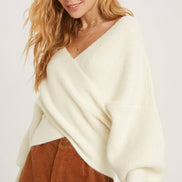 CROSSOVER RIBBED PULLOVER