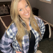 Color Block Plaid Button Down