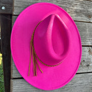 Wide Brim Felt Hat w/Braided Rope Band