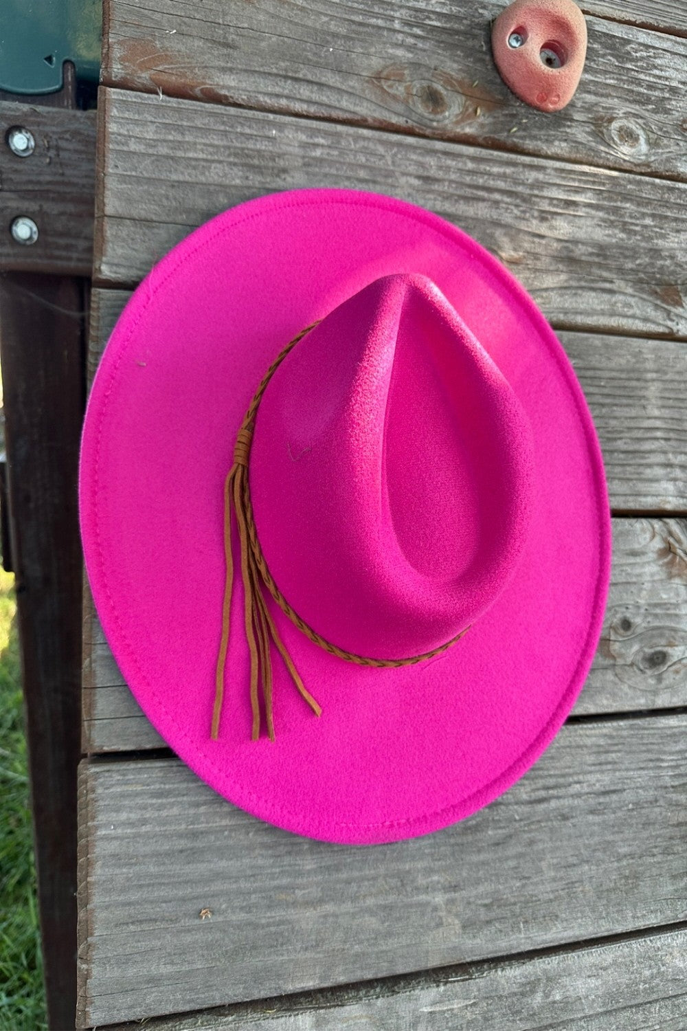 Wide Brim Felt Hat w/Braided Rope Band