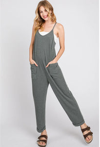 Front Patch Pocket Roll-Up Jumpsuit