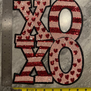 XOXO Stripes/Hearts Sequin and Chenille X-Large Patch (Valentine’s Collection)