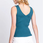 Ribbed V-Neck Sweater Tank