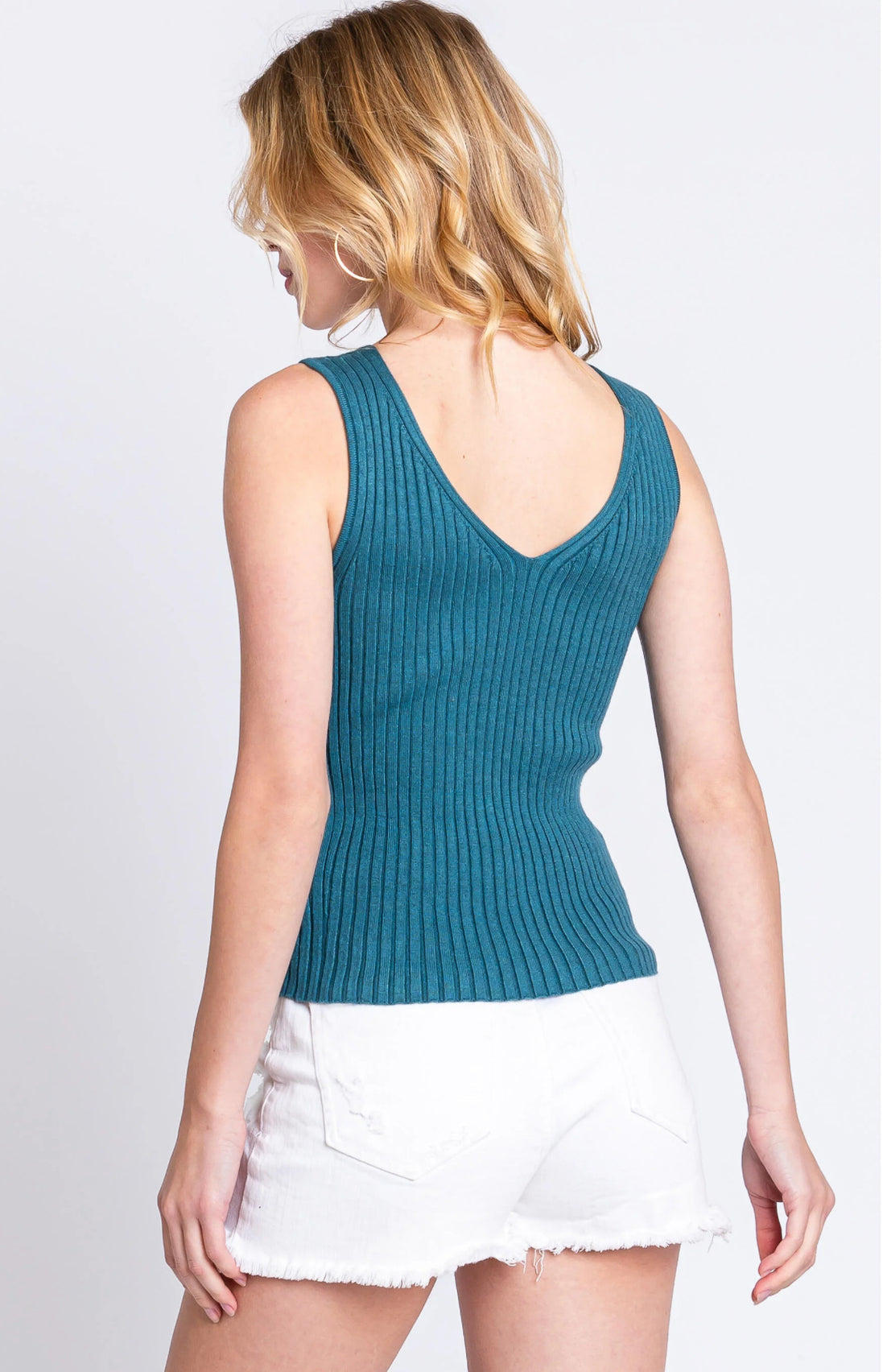 Ribbed V-Neck Sweater Tank