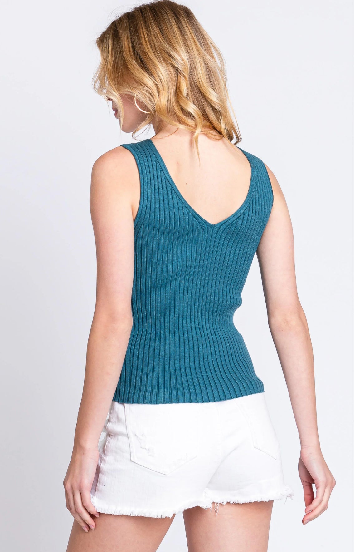 Ribbed V-Neck Sweater Tank