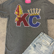 KC Combo Royals and Chiefs Tee w/Sequin Patch