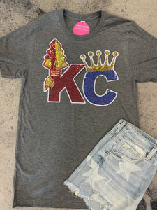 KC Combo Royals and Chiefs Tee w/Sequin Patch