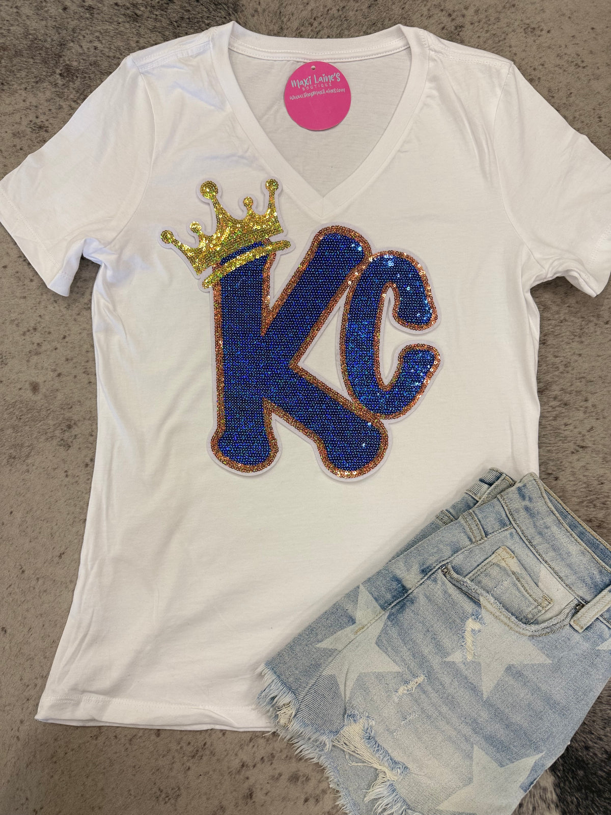 Royals V-Neck Tee w/Sequin Patch