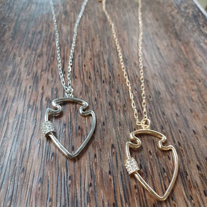 Large Bling Arrowhead Necklace Silver OR Gold
