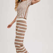STRIPED KNIT SWEATER TOP AND BOTTOM SETS