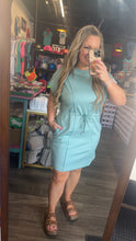 Load image into Gallery viewer, Luxeknit Mini Dress w/Drawstring Tie (Slate Blue)
