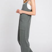 Front Patch Pocket Roll-Up Jumpsuit