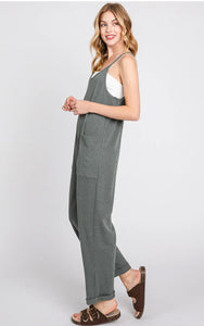 Front Patch Pocket Roll-Up Jumpsuit