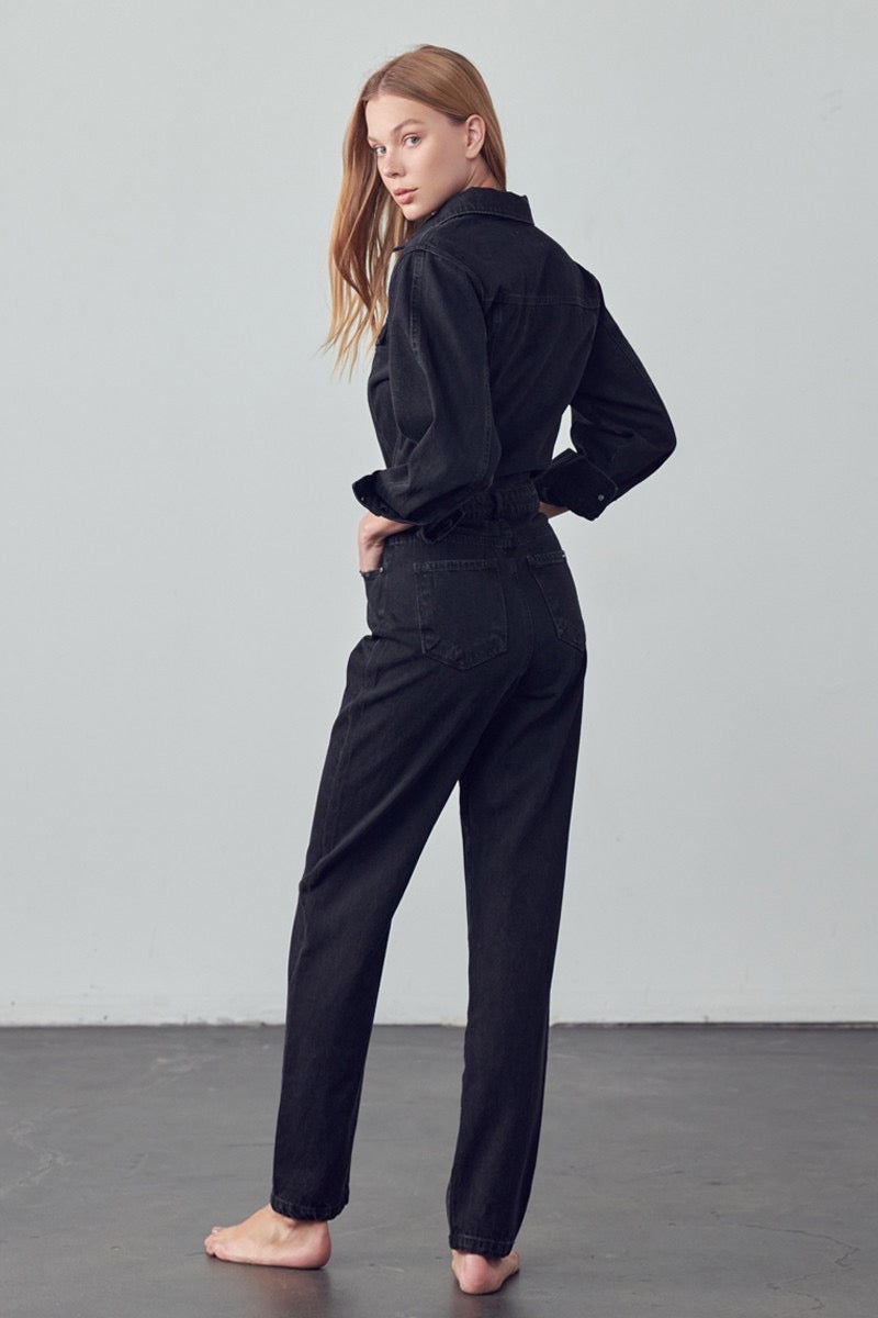 Long Sleeve Denim Jumpsuit