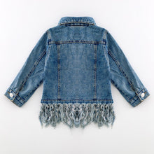 Load image into Gallery viewer, KIDS Denim Fringe Jacket
