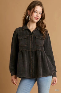 Snow Washed Button Up Top