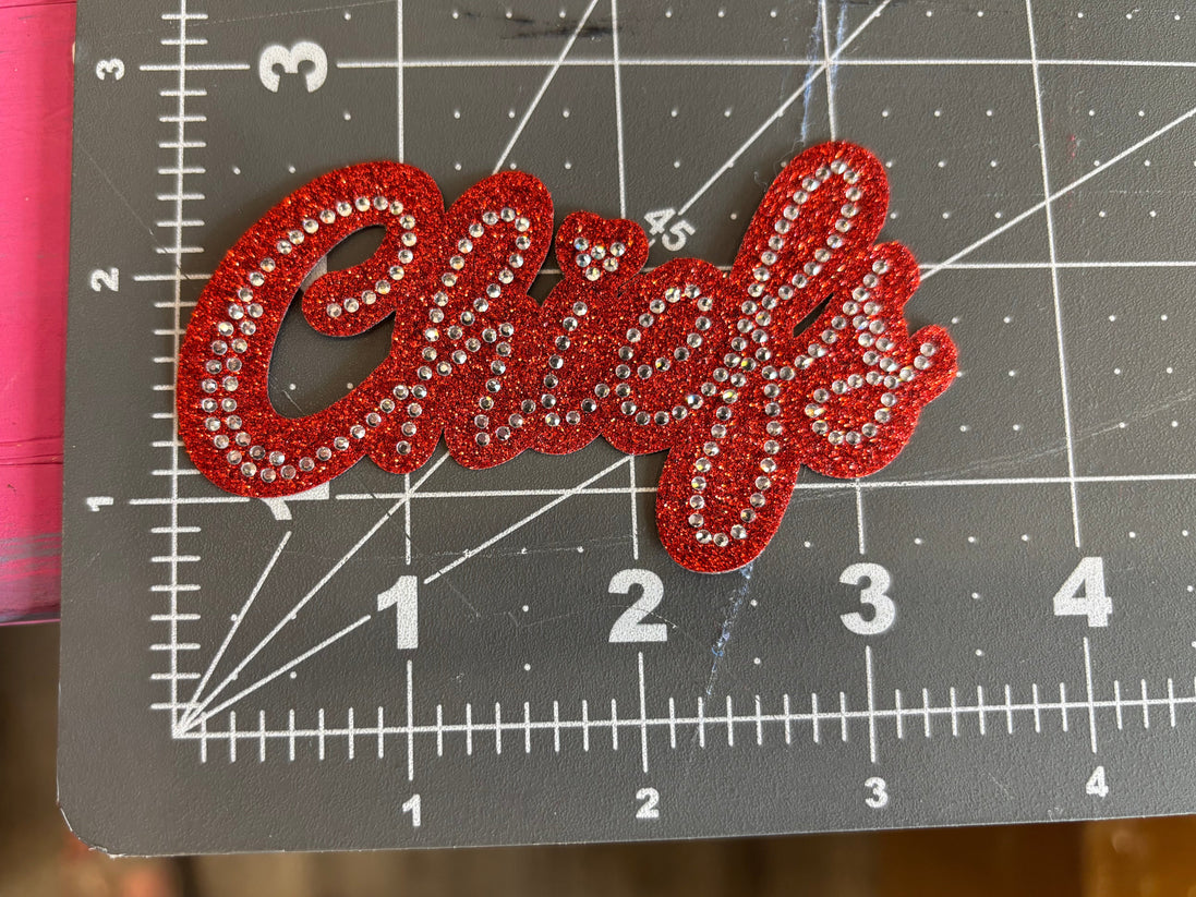 Rhinestone Transfer Chiefs Cursive Lettering