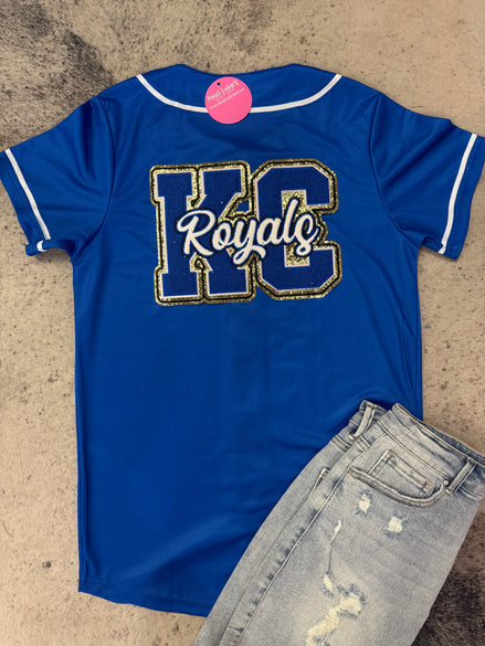 Bubble KC Royals Baseball Jersey w/Chenille KC