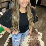 Textured Bubble Sleeve Top