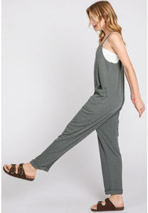 Front Patch Pocket Roll-Up Jumpsuit