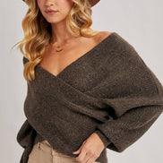 CROSSOVER RIBBED PULLOVER